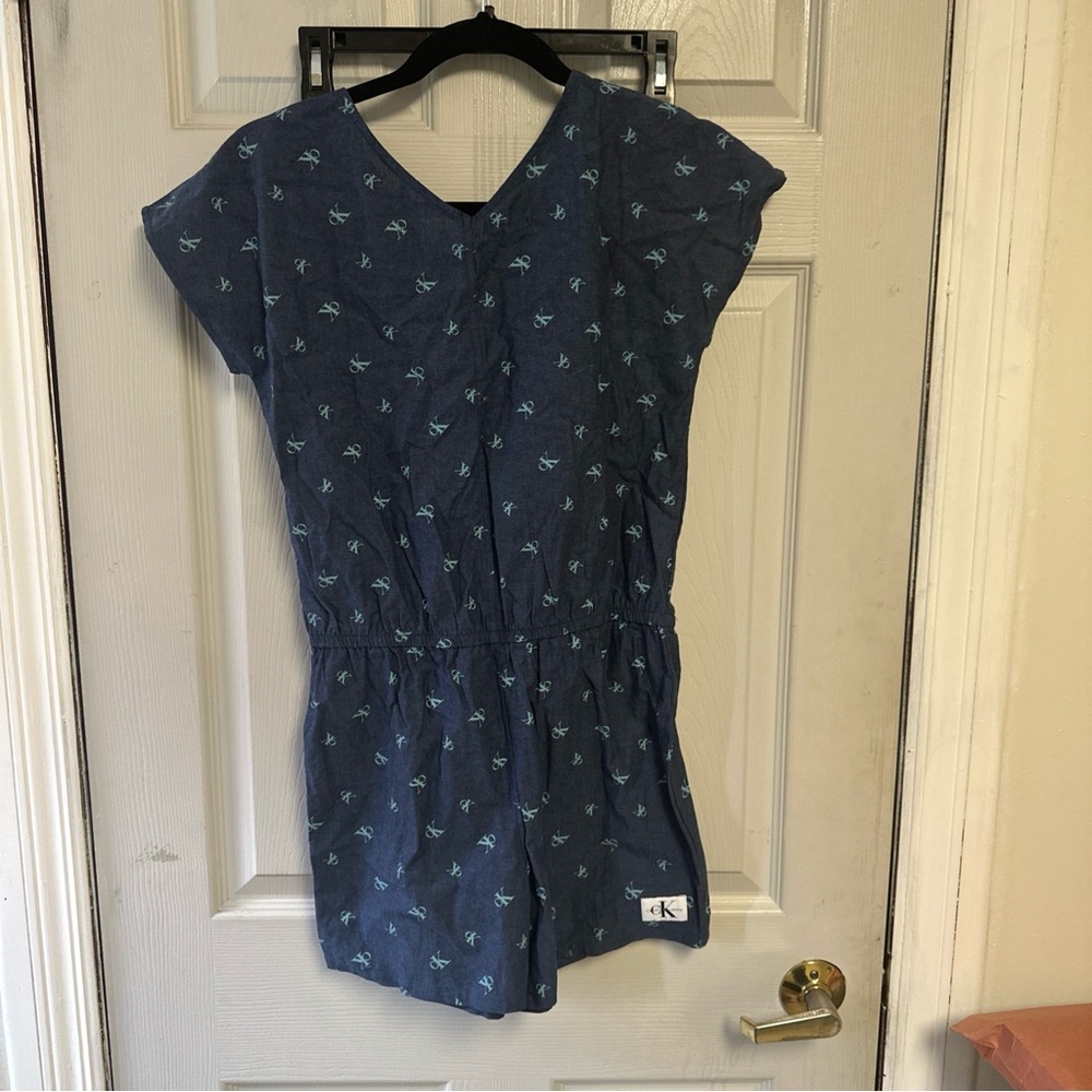 Calvin Klein Jeans Navy Blue Short Sleeve Printed Romper